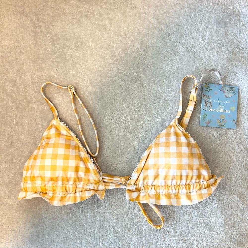 NWT Kitty and Vibe x Zoe Colletti Bikini Top Orange Plaid Size A